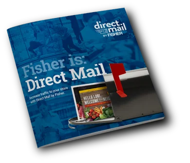 Promotional image for Fisher Direct Mail with an open lid and magazine inside