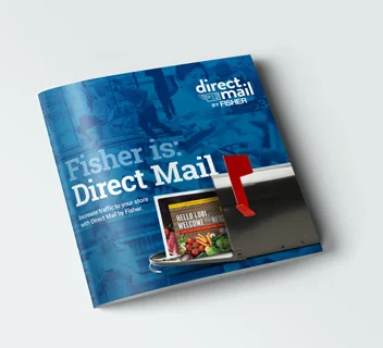 Square pamphlet titled Fisher is: Direct Mai
